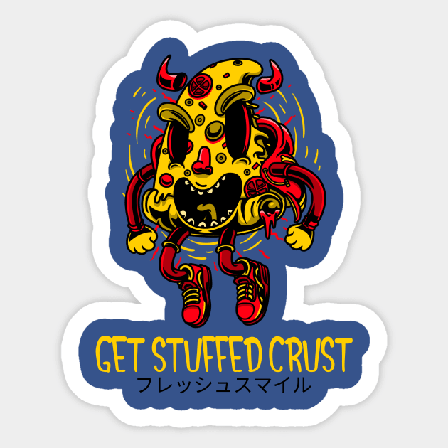 Get Stuffed Crust Pizza Slice Funny Cartoon Characters Sticker by BradleyHeal